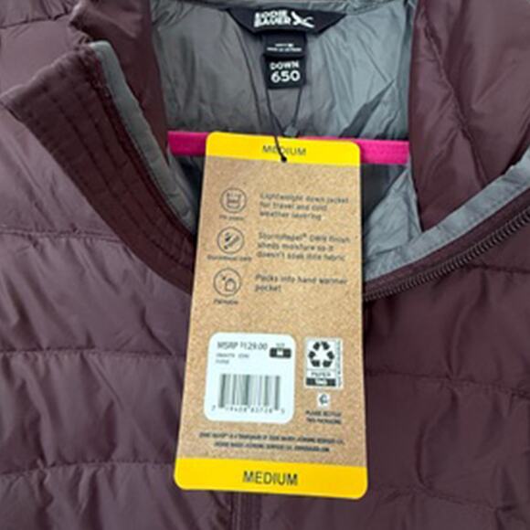 New Eddie Bauer Down Packable Full-Zip Jacket Brown/Fudge Men's Medium NWT - Picture 4 of 7